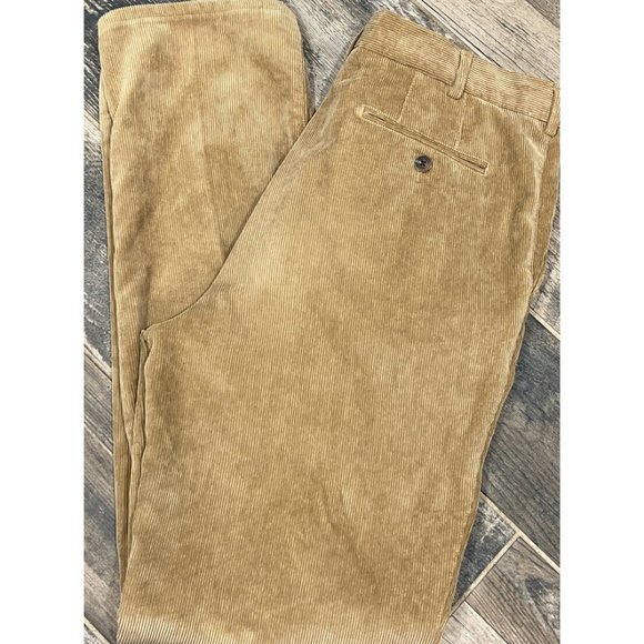 Mens Peter‎ Millar Nanoluxe Soft Corduroy Pants Tan Brown Actual Size 34x33.5 - Picture 1 of 5